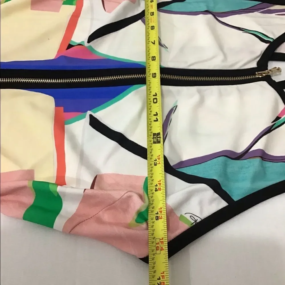 Roberto Cavalli Dress Front Zipper Detail Dress Multi Color Knee Length Size 44